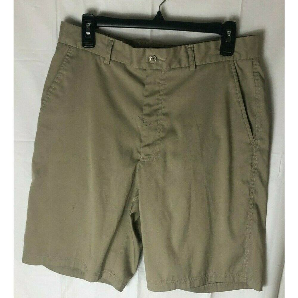Pebble Beach Mens Flat Front Golf Shorts Dry-Luxe Performance Comfort Sz 32 Tan